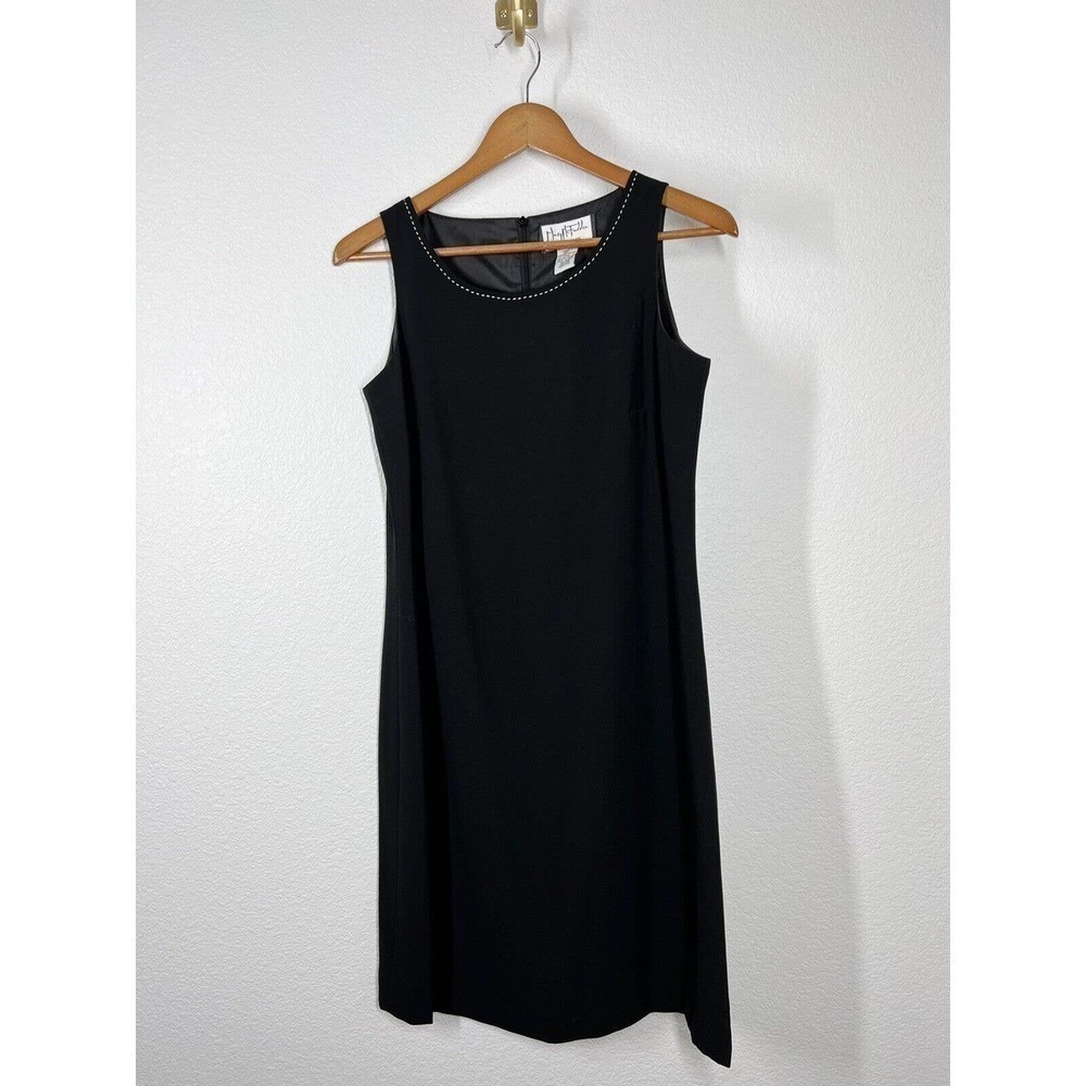 Vintage Mary McFadden Collection Black Sheath Dress Size 6 Sleeveless